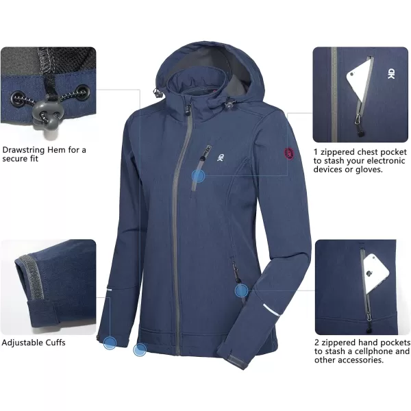 Little Donkey Andy Women's Softshell Jacket Ski Jacket with Removable Hood, Fleece Lined and Water Repellent