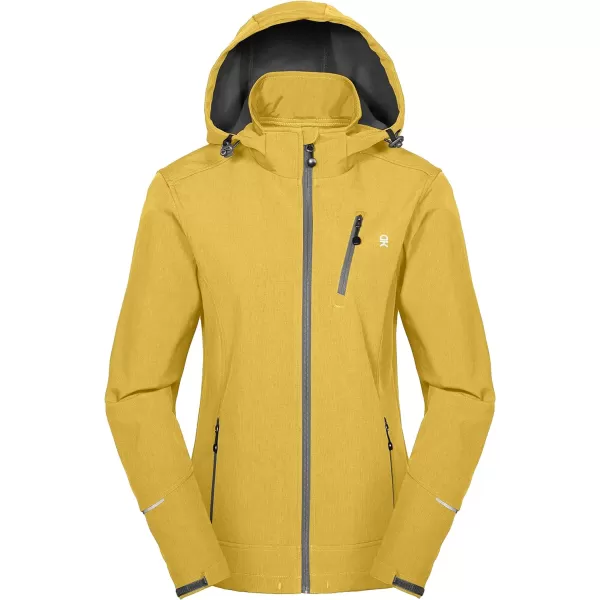 Little Donkey Andy Women's Softshell Jacket Ski Jacket with Removable Hood, Fleece Lined and Water Repellent