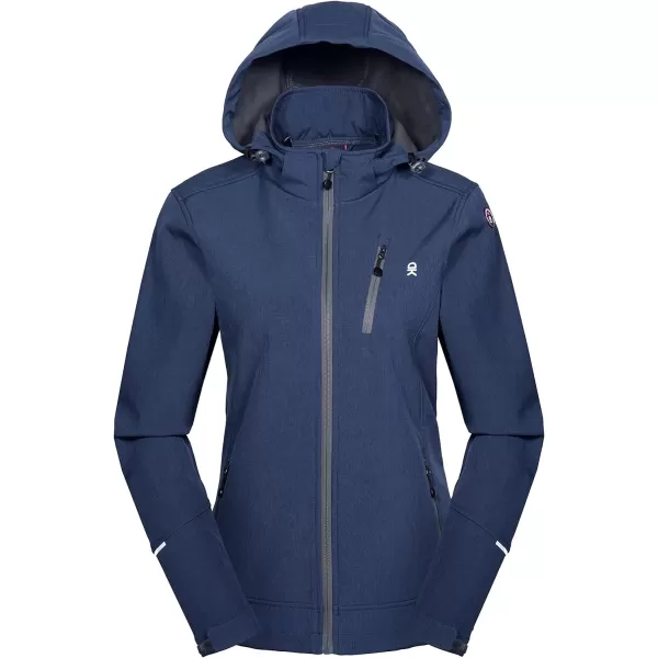 Little Donkey Andy Women's Softshell Jacket Ski Jacket with Removable Hood, Fleece Lined and Water Repellent