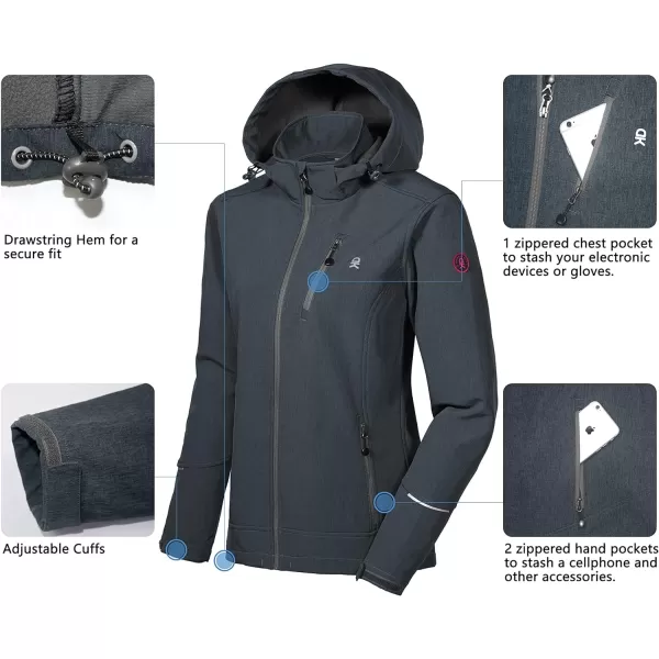 Little Donkey Andy Women's Softshell Jacket Ski Jacket with Removable Hood, Fleece Lined and Water Repellent