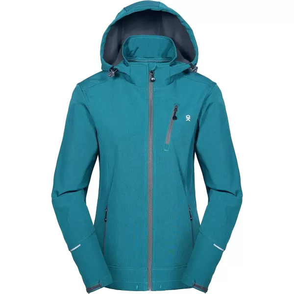 Little Donkey Andy Women's Softshell Jacket Ski Jacket with Removable Hood, Fleece Lined and Water Repellent