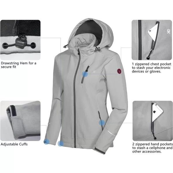 Little Donkey Andy Women's Softshell Jacket Ski Jacket with Removable Hood, Fleece Lined and Water Repellent
