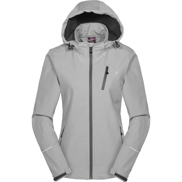Little Donkey Andy Women's Softshell Jacket Ski Jacket with Removable Hood, Fleece Lined and Water Repellent