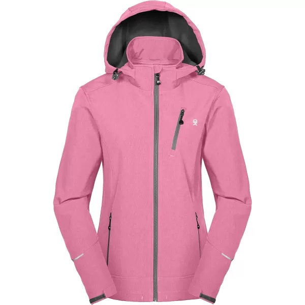 Little Donkey Andy Women's Softshell Jacket Ski Jacket with Removable Hood, Fleece Lined and Water Repellent