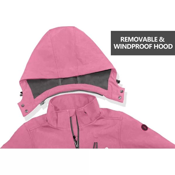 Little Donkey Andy Women's Softshell Jacket Ski Jacket with Removable Hood, Fleece Lined and Water Repellent