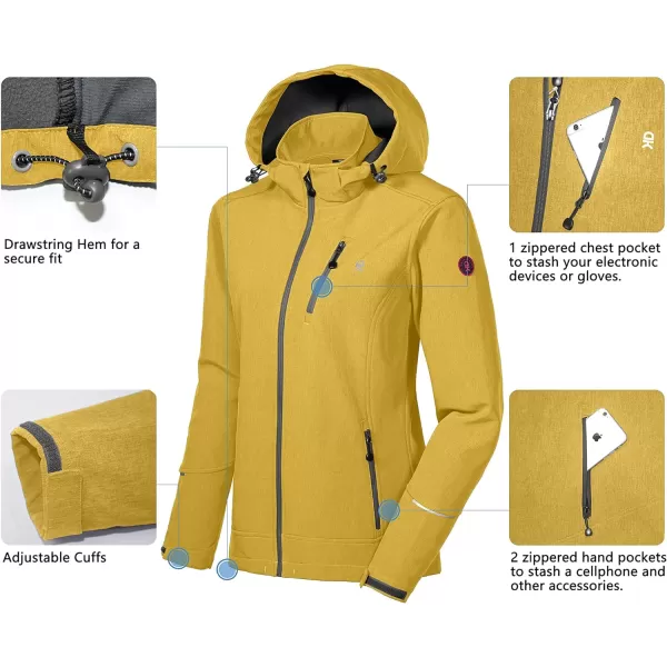 Little Donkey Andy Women's Softshell Jacket Ski Jacket with Removable Hood, Fleece Lined and Water Repellent