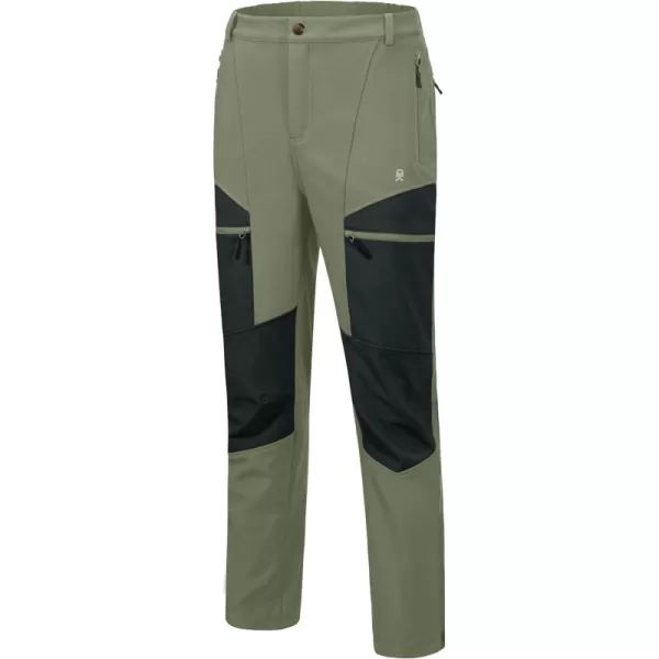 Little Donkey Andy Men's Fleece lined Hiking Ski Snow Pants, Winter Windproof Softshell Pants, Warm and Water Repellent