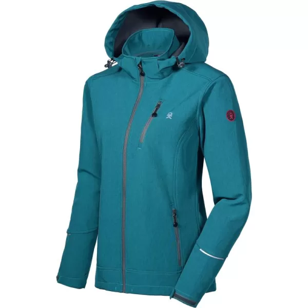 Little Donkey Andy Women's Softshell Jacket Ski Jacket with Removable Hood, Fleece Lined and Water Repellent