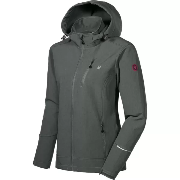 Little Donkey Andy Women's Softshell Jacket Ski Jacket with Removable Hood, Fleece Lined and Water Repellent