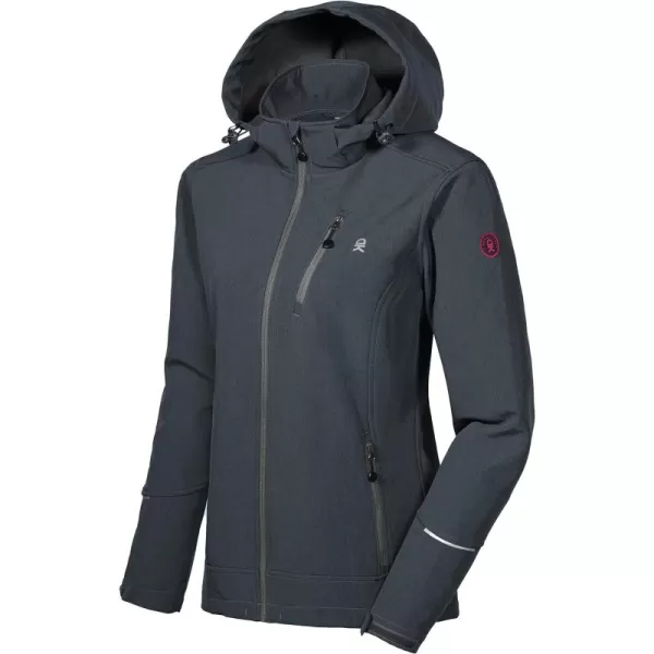 Little Donkey Andy Women's Softshell Jacket Ski Jacket with Removable Hood, Fleece Lined and Water Repellent