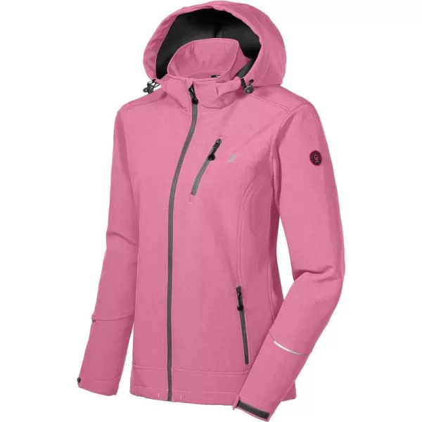 Little Donkey Andy Women's Softshell Jacket Ski Jacket with Removable Hood, Fleece Lined and Water Repellent