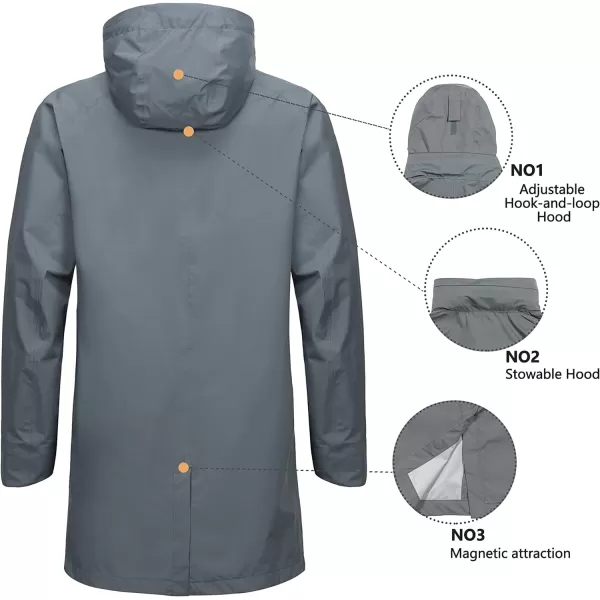 Little Donkey Andy Men's Waterproof Rain Jacket Outdoor Lightweight Mountain Windbreaker Long Coat for Hiking,Golf,Travel