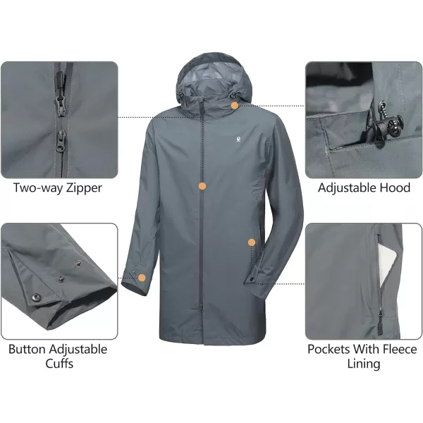 Little Donkey Andy Men's Waterproof Rain Jacket Outdoor Lightweight Mountain Windbreaker Long Coat for Hiking,Golf,Travel