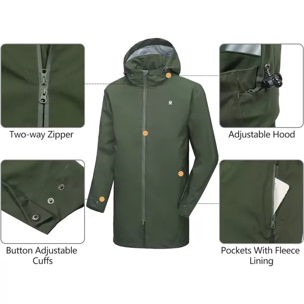 Little Donkey Andy Men's Waterproof Rain Jacket Outdoor Lightweight Mountain Windbreaker Long Coat for Hiking,Golf,Travel