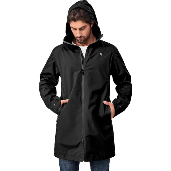 Little Donkey Andy Men's Waterproof Rain Jacket Outdoor Lightweight Mountain Windbreaker Long Coat for Hiking,Golf,Travel