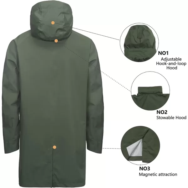 Little Donkey Andy Men's Waterproof Rain Jacket Outdoor Lightweight Mountain Windbreaker Long Coat for Hiking,Golf,Travel