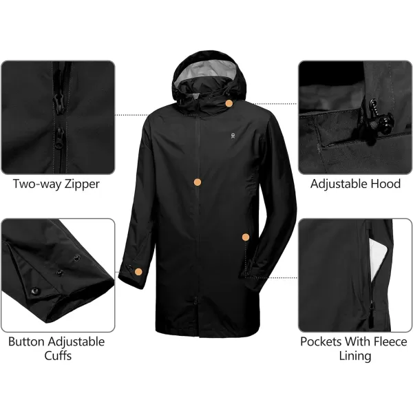 Little Donkey Andy Men's Waterproof Rain Jacket Outdoor Lightweight Mountain Windbreaker Long Coat for Hiking,Golf,Travel