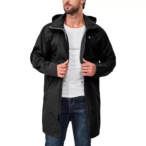 Little Donkey Andy Men's Waterproof Rain Jacket Outdoor Lightweight Mountain Windbreaker Long Coat for Hiking,Golf,Travel