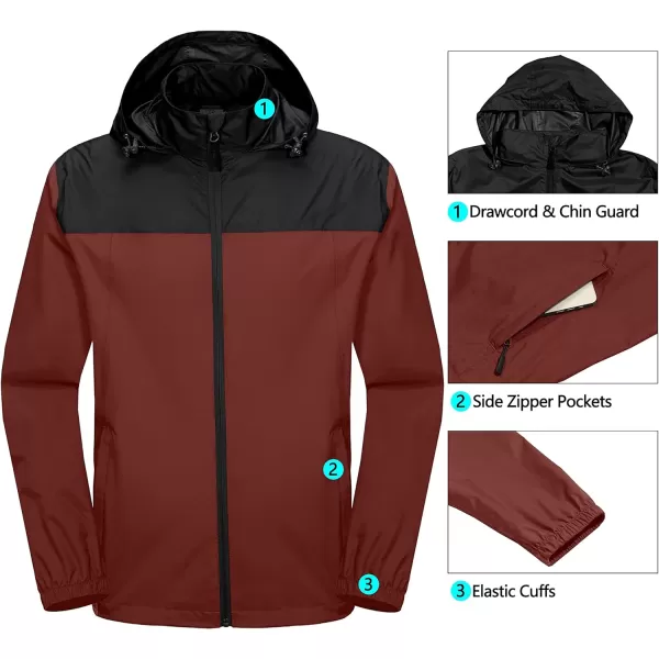 Little Donkey Andy Mens Packable Waterproof Ultralight Rain Jacket Lightweight Hooded Raincoat Hiking Travel