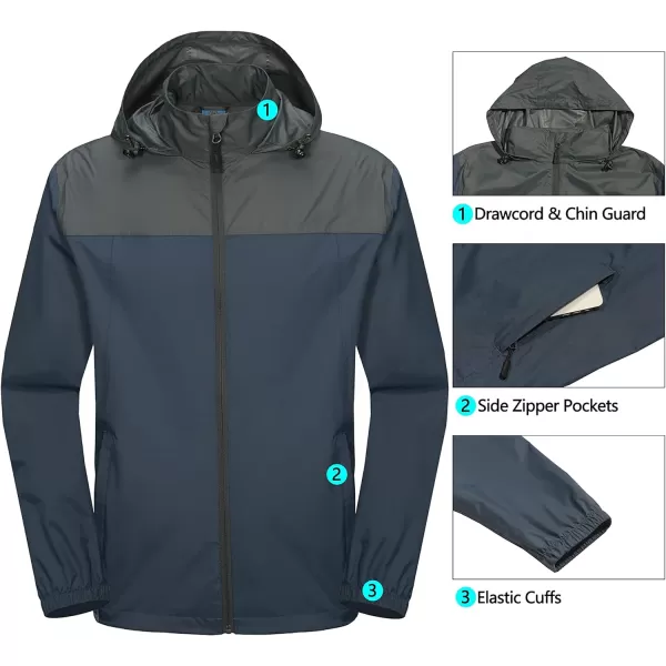 Little Donkey Andy Mens Packable Waterproof Ultralight Rain Jacket Lightweight Hooded Raincoat Hiking Travel