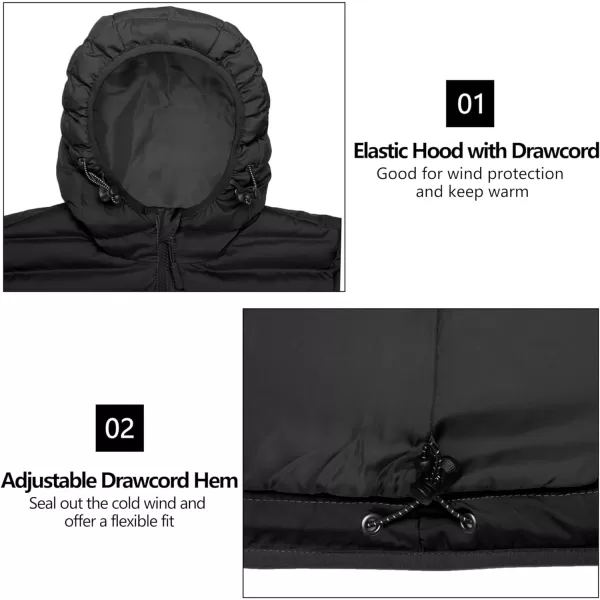 Little Donkey Andy Men's Warm Waterproof Puffer Jacket Hooded Windproof Winter Coat with Recycled Insulation