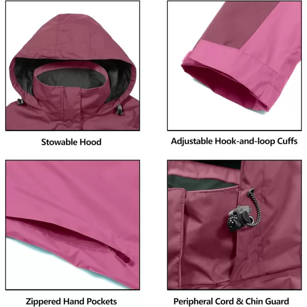 Little Donkey Andy Women’s Waterproof Rain Jacket Outdoor Windbreaker Rain Shell for Hiking, Travel
