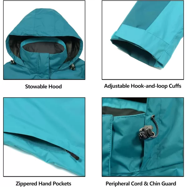 Little Donkey Andy Women’s Waterproof Rain Jacket Outdoor Windbreaker Rain Shell for Hiking, Travel