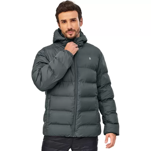 Little Donkey Andy Men's Puffer Jacket Lightweight Warm Winter Coat With 4 Pockets Full Zip Windproof Insulated Hooded Jacket
