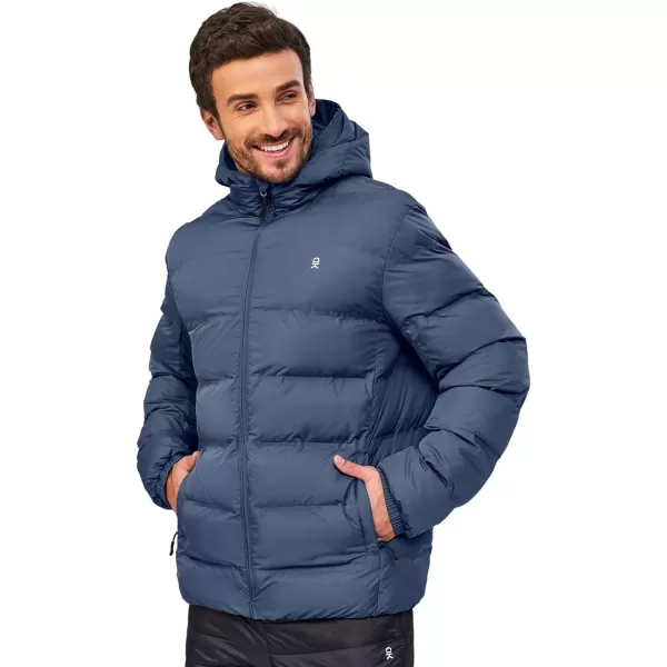 Little Donkey Andy Men's Puffer Jacket Lightweight Warm Winter Coat With 4 Pockets Full Zip Windproof Insulated Hooded Jacket