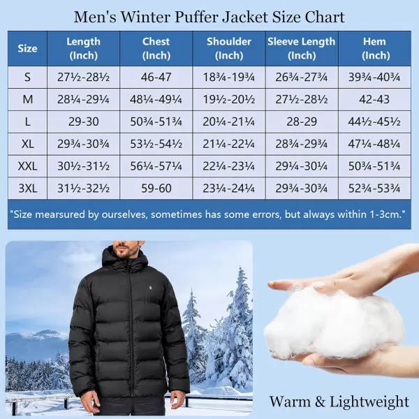 Little Donkey Andy Men's Puffer Jacket Lightweight Warm Winter Coat With 4 Pockets Full Zip Windproof Insulated Hooded Jacket