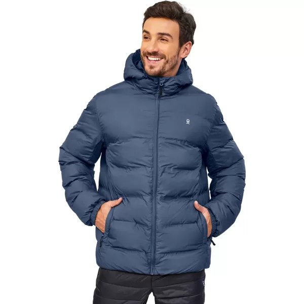 Little Donkey Andy Men's Puffer Jacket Lightweight Warm Winter Coat With 4 Pockets Full Zip Windproof Insulated Hooded Jacket
