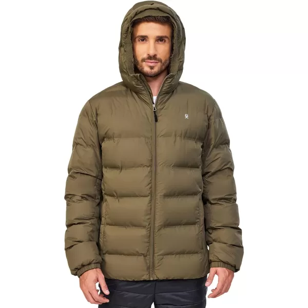 Little Donkey Andy Men's Puffer Jacket Lightweight Warm Winter Coat With 4 Pockets Full Zip Windproof Insulated Hooded Jacket