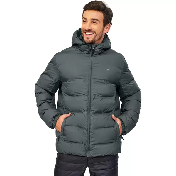 Little Donkey Andy Men's Puffer Jacket Lightweight Warm Winter Coat With 4 Pockets Full Zip Windproof Insulated Hooded Jacket