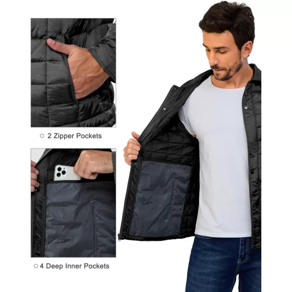Little Donkey Andy Men's Puffer Jacket Lightweight Warm Winter Coat With 4 Pockets Full Zip Windproof Insulated Hooded Jacket
