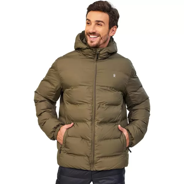 Little Donkey Andy Men's Puffer Jacket Lightweight Warm Winter Coat With 4 Pockets Full Zip Windproof Insulated Hooded Jacket