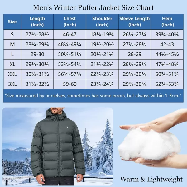 Little Donkey Andy Men's Puffer Jacket Lightweight Warm Winter Coat With 4 Pockets Full Zip Windproof Insulated Hooded Jacket