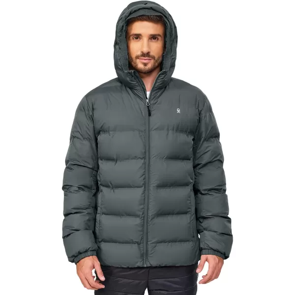 Little Donkey Andy Men's Puffer Jacket Lightweight Warm Winter Coat With 4 Pockets Full Zip Windproof Insulated Hooded Jacket