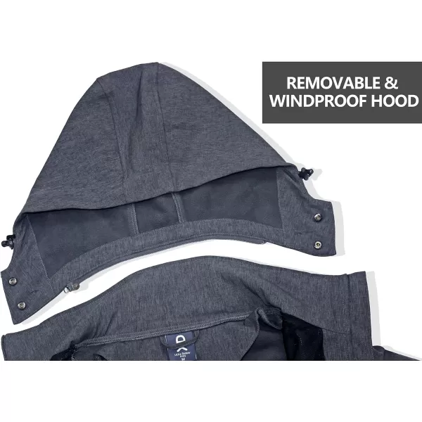 Little Donkey Andy Men's Softshell Jacket Ski Jacket with Removable Hood, Fleece Lined and Water Repellent
