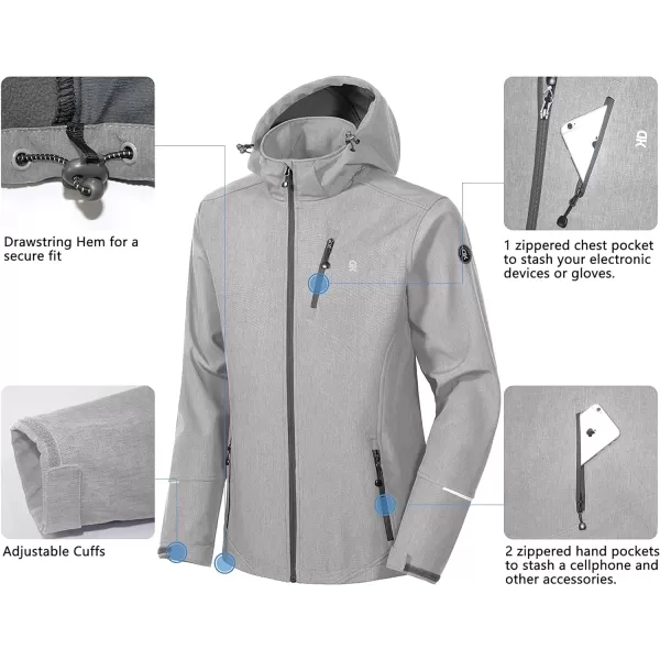 Little Donkey Andy Men's Softshell Jacket Ski Jacket with Removable Hood, Fleece Lined and Water Repellent