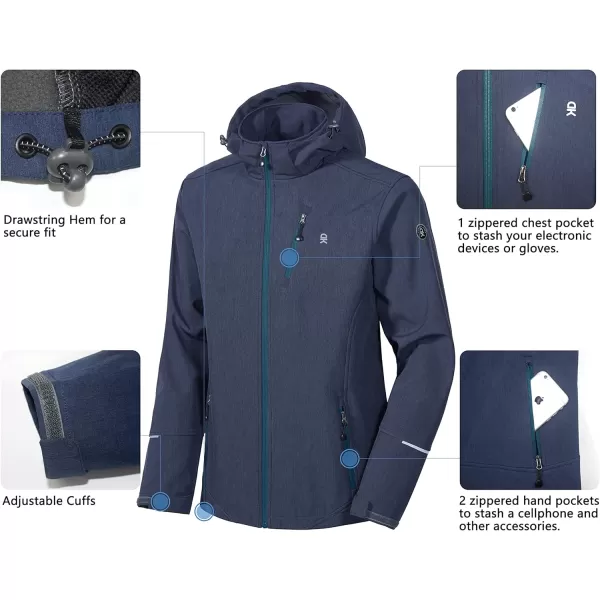 Little Donkey Andy Men's Softshell Jacket Ski Jacket with Removable Hood, Fleece Lined and Water Repellent