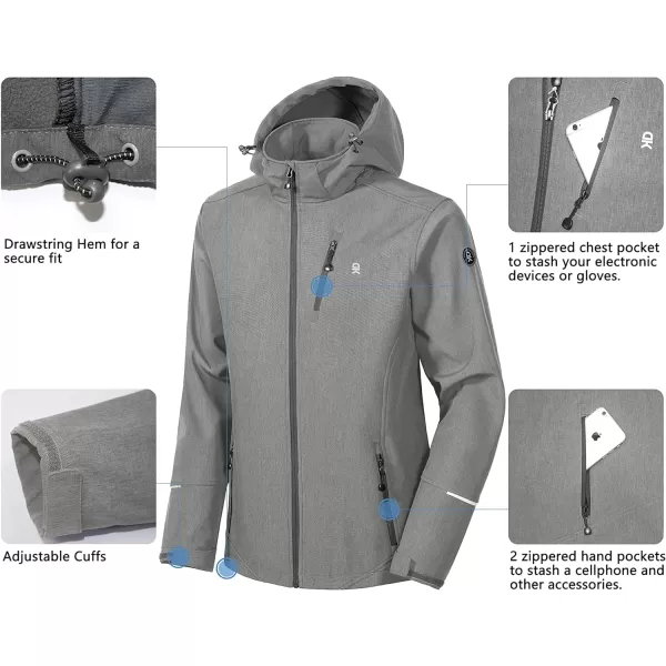 Little Donkey Andy Men's Softshell Jacket Ski Jacket with Removable Hood, Fleece Lined and Water Repellent