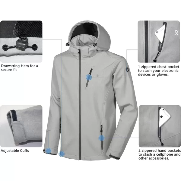 Little Donkey Andy Men's Softshell Jacket Ski Jacket with Removable Hood, Fleece Lined and Water Repellent