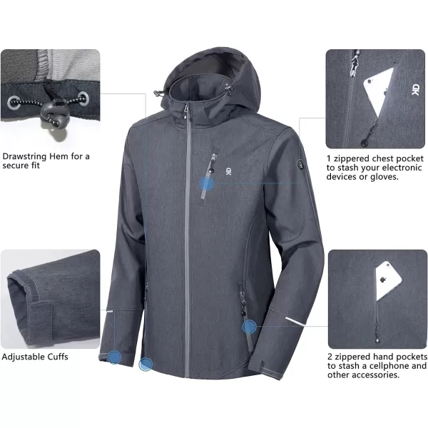 Little Donkey Andy Men's Softshell Jacket Ski Jacket with Removable Hood, Fleece Lined and Water Repellent