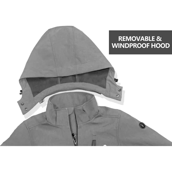 Little Donkey Andy Men's Softshell Jacket Ski Jacket with Removable Hood, Fleece Lined and Water Repellent