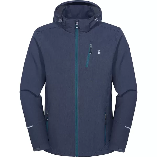 Little Donkey Andy Men's Softshell Jacket Ski Jacket with Removable Hood, Fleece Lined and Water Repellent