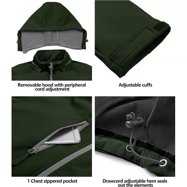 Little Donkey Andy Men’s Softshell Jacket with Removable Hood, Fleece Lined and Water Repellent