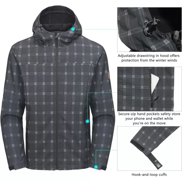 Little Donkey Andy Men’s Softshell Jacket with Removable Hood, Fleece Lined and Water Repellent