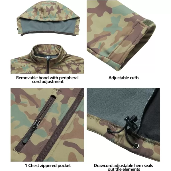 Little Donkey Andy Men’s Softshell Jacket with Removable Hood, Fleece Lined and Water Repellent