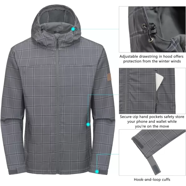Little Donkey Andy Men’s Softshell Jacket with Removable Hood, Fleece Lined and Water Repellent