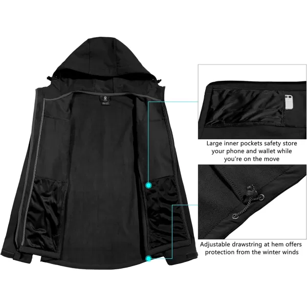 Little Donkey Andy Men’s Softshell Jacket with Removable Hood, Fleece Lined and Water Repellent